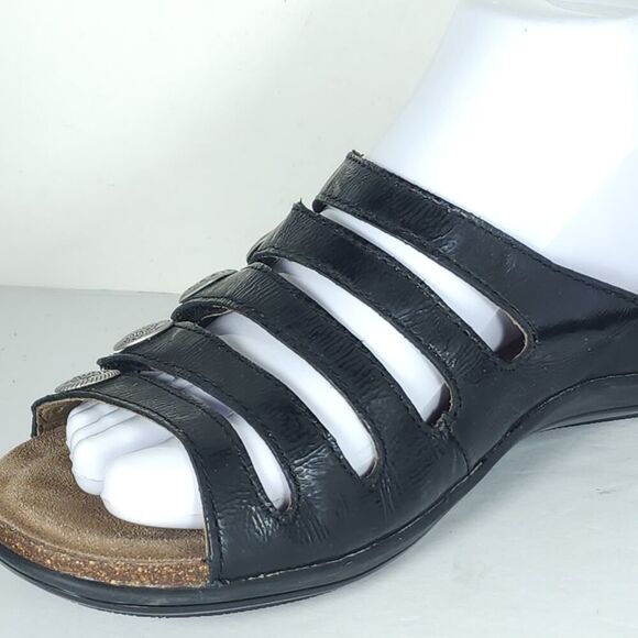 Dansko Women's Janie EU38 US7-7,5 Black Leather Slip-On Slide Sandals Shoes - Picture 15 of 16